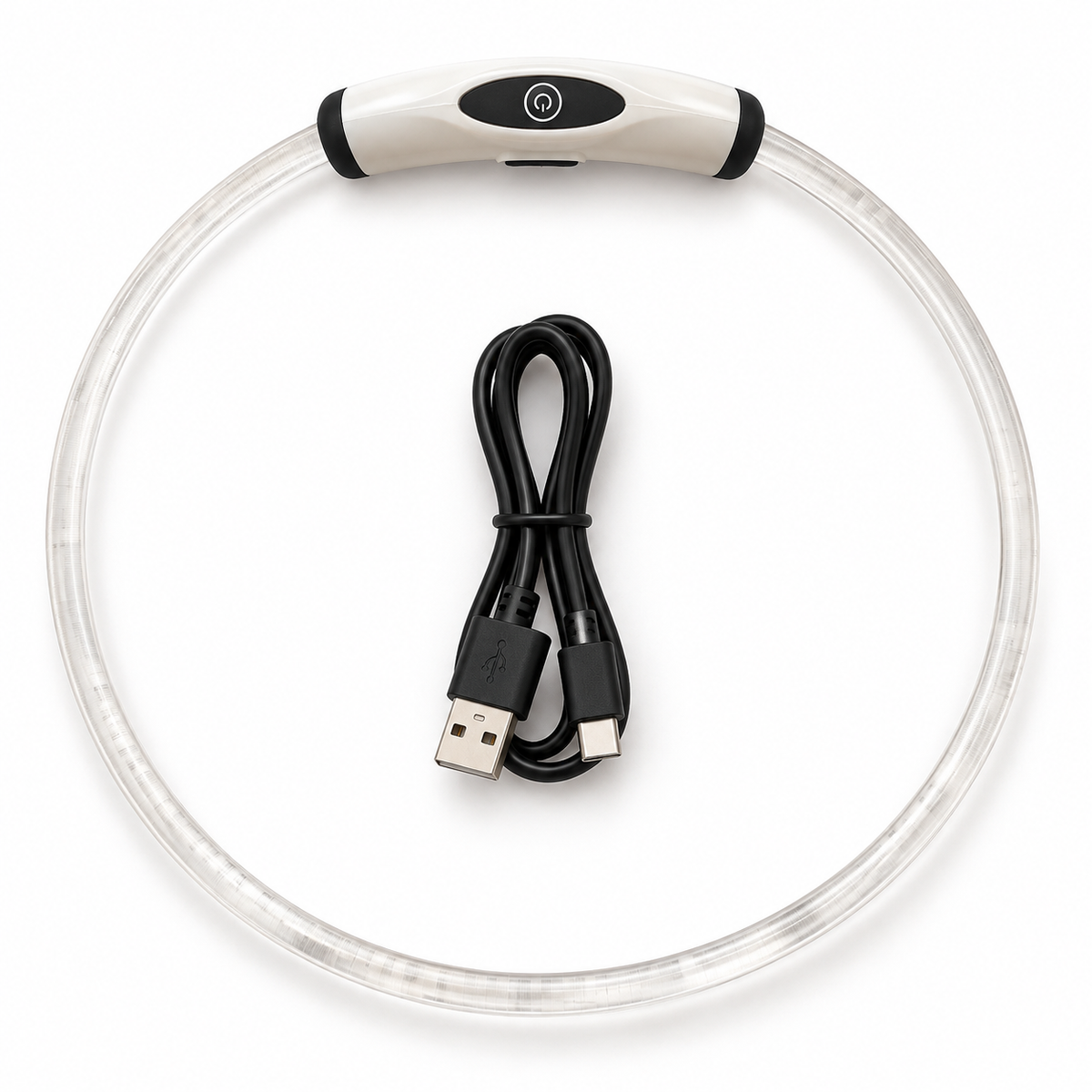 Collier lumineux rechargeable USB-C pour chien – 20 à 68 cm